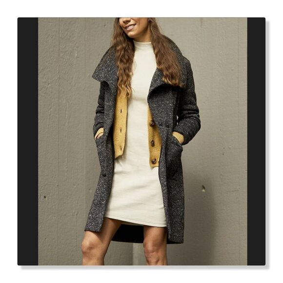 NEW! Steve Madden Shawl Collar Knit Long Coat - size Large in Black - Picture 1 of 15